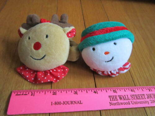 Eden Vintage Plush Snowman Reindeer Christmas Soft Stuffed Wrist Rattles Rudolph - Picture 1 of 10