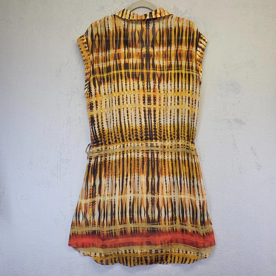 Da-Nang 衬衫连衣裙女式 L 纽扣丝绸雪纺 Demeter 条纹懒人内衬 — 第 4/4 张图片