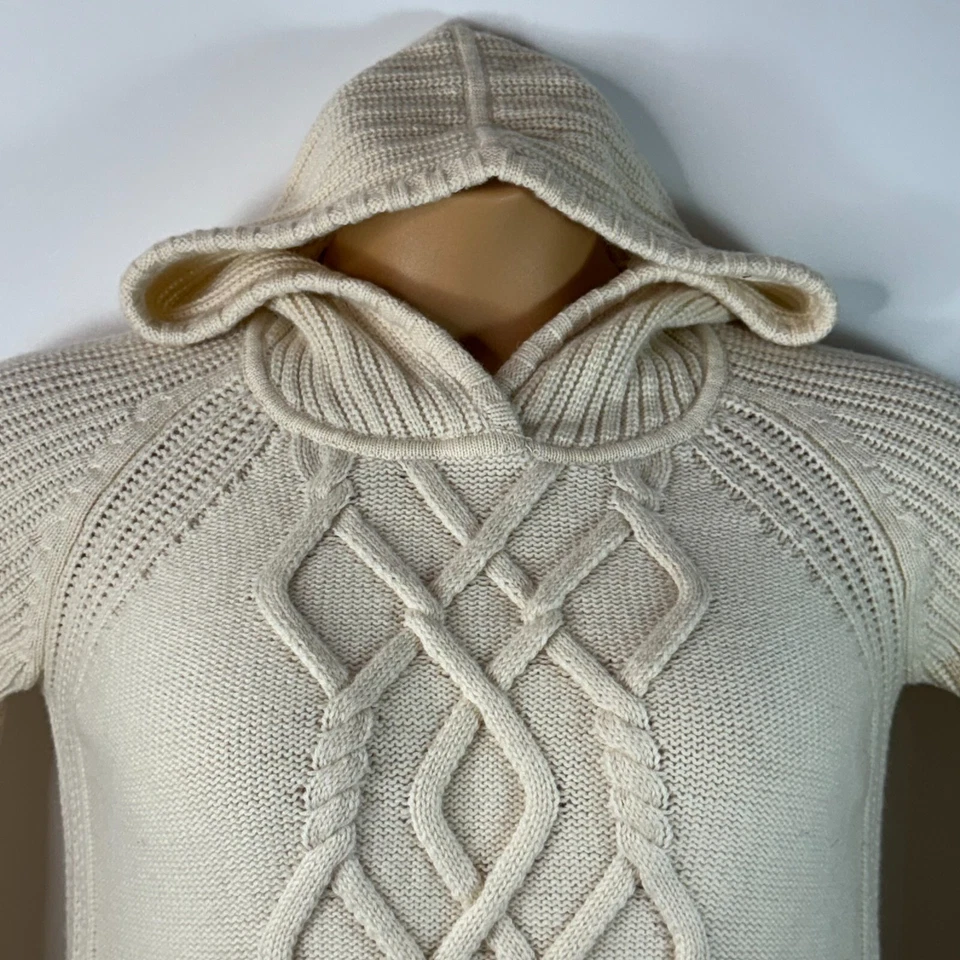 Athleta Cold Spell Hooded Sweater Merino Wool Cream 152708 Womens XS Foto 2 de 4