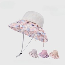 Femme Chapeau Soleil Pêche Casquette Large Bord Été Plage Papillon Floral