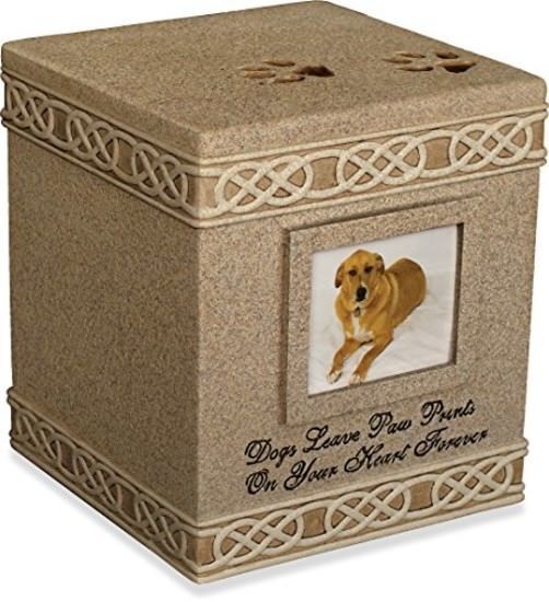 Pet Memorials Urns Small Pet Dog Urn 6 Inch Cremation Box Square With Area For Photo Dark Brown Pet Supplies