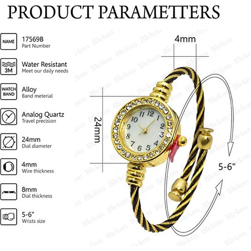 Reloj brazalete alambre bisel estrás caja 24 mm Blekon Collections para mujer - Imagen 13 de 31