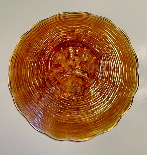 Impresionante Plato de Vidrio Carnaval Northwood Antiguo Calabaza Caléndula ROSE SHOW - Imagen 5 de 10