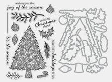 NEW Hero Arts SWIRLY CHRISTMAS TREE BUNDLE Clear Stamp Die Set SB409 w/PHRASES