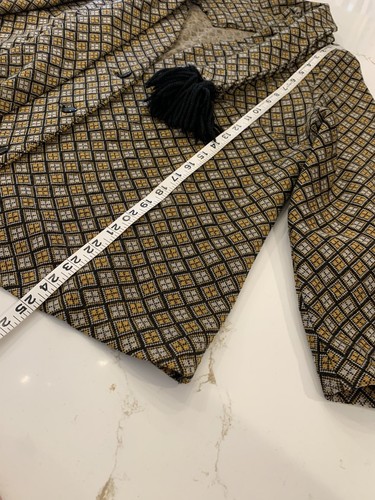 Set Gonna Vintage Taglie Forti 22W Sciarpa Attaccata Giallo Senape Stampa Argyle - Foto 9 di 21