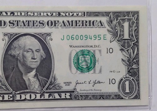 2021 $1 FEDERAL RESERVE NOTE FANCY SERIAL # I 18818137 C PLATE # 86 - Picture 3 of 5