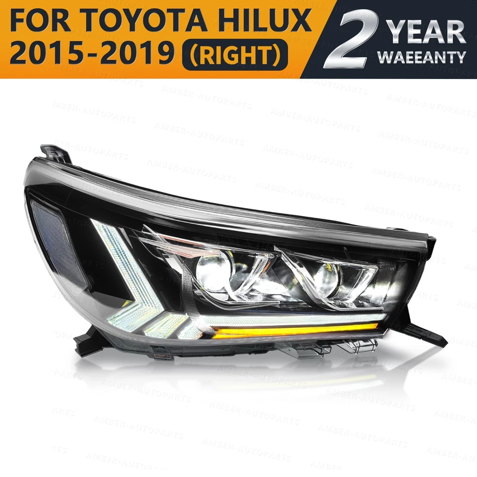 Right LED Headlight For Toyota Hilux 2015-2019 Projector W/Sequential Indicator - image 2 of 4