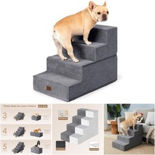 4-Step Grey Non-Slip Pet Ramp 18'H Small Dogs/Cats - Medium, Foldable