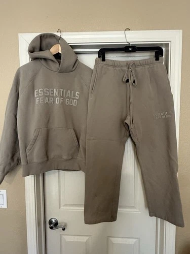 Fear Of God FOG essentials streetwear Set oatmeal hoodie S oatmeal jogger M