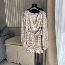 NEW Rosevelvet Ruched Belted Faux Wrap Top Mini Sexy Dress S Fairy