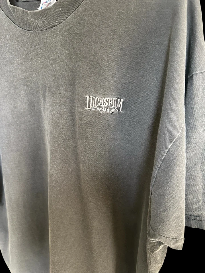 90 年代复古 Lucasfilm Crew T 恤 2XL 星球大战 THX 褪色黑色破旧 — 第 4/4 张图片