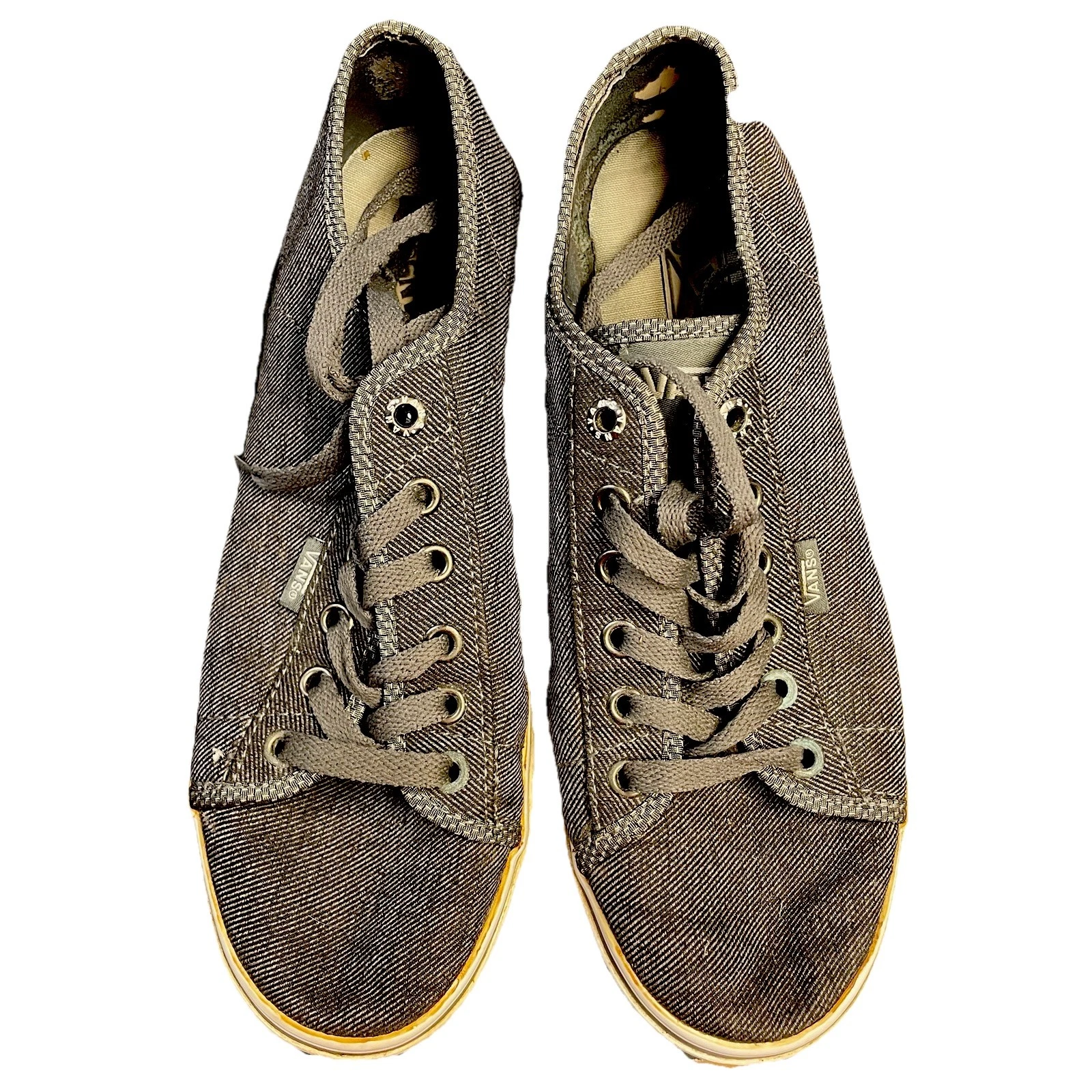 Scarpe sneakers basse VANS in tela grigia stringate casual da spiaggia 9 5 indossate solo due volte