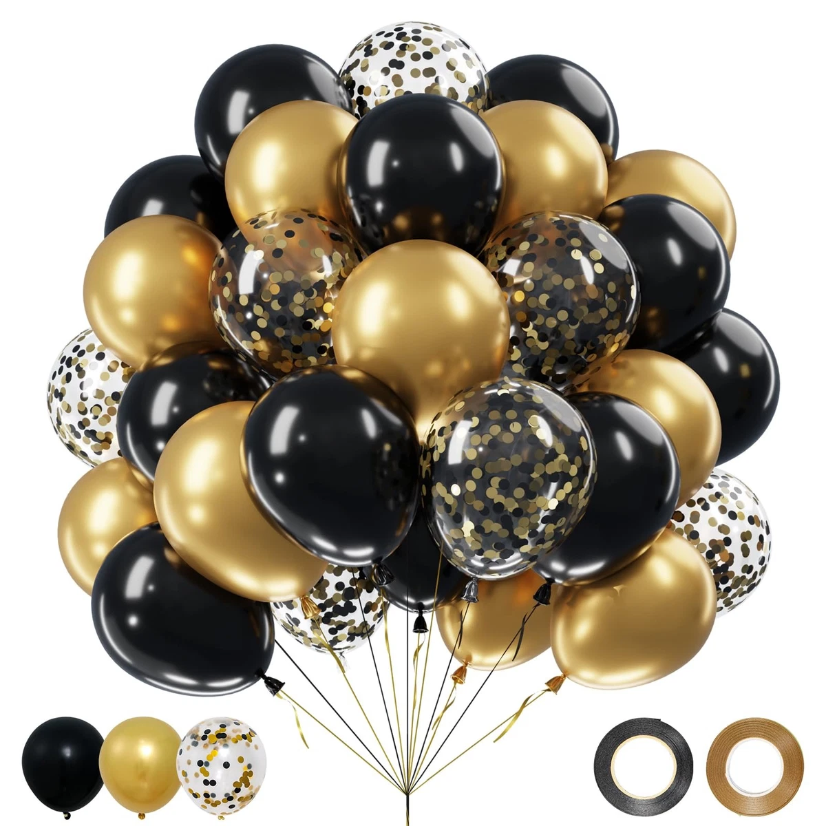 Palloncini per il 70° compleanno: decorazioni per feste - lattice nero o bianco - 12 pollici - Italia