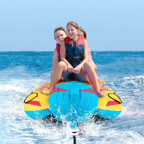 1-3 Riders Inflatable Banana Boat Towable Tube For Boating w/ Cover - Picture 4 of 9