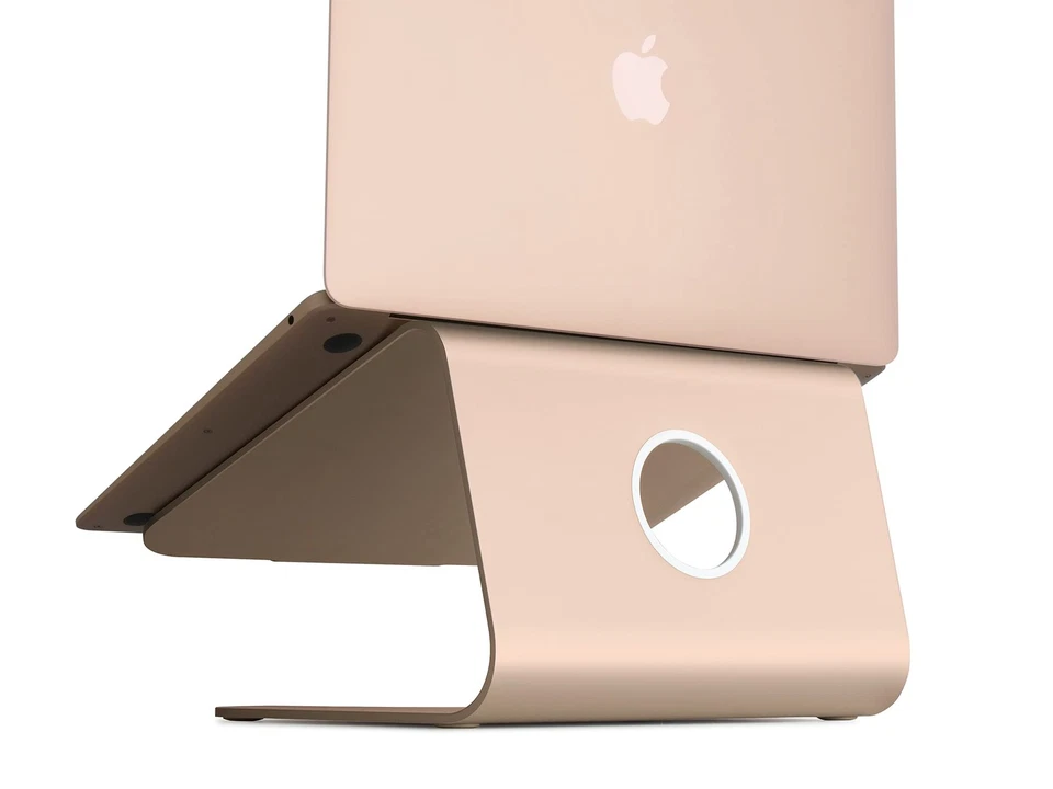Gold Laptop Stand Ergonomic Height Adjustable Aluminum for MacBook and PCs - Image 2 of 4