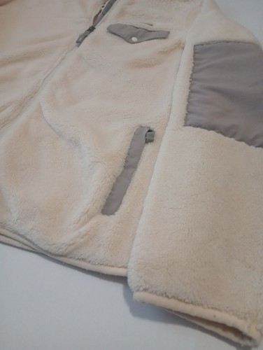 LL Bean Jacket Womens M Cream White Hi Pile Fleece Jacket Pockets Fuzzy Full Zip - Picture 7 of 9