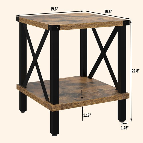 Side Table with Storage Shelf for Living Room Bedroom Nightstand Coffee Table - Picture 4 of 8