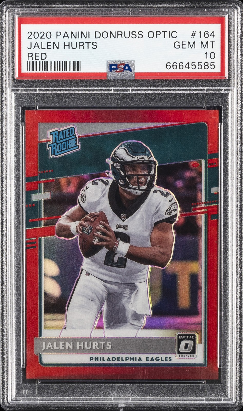 2020 PANINI DONRUSS OPTIC RED #164 JALEN HURTS ROOKIE RC 70/99 PSA 10