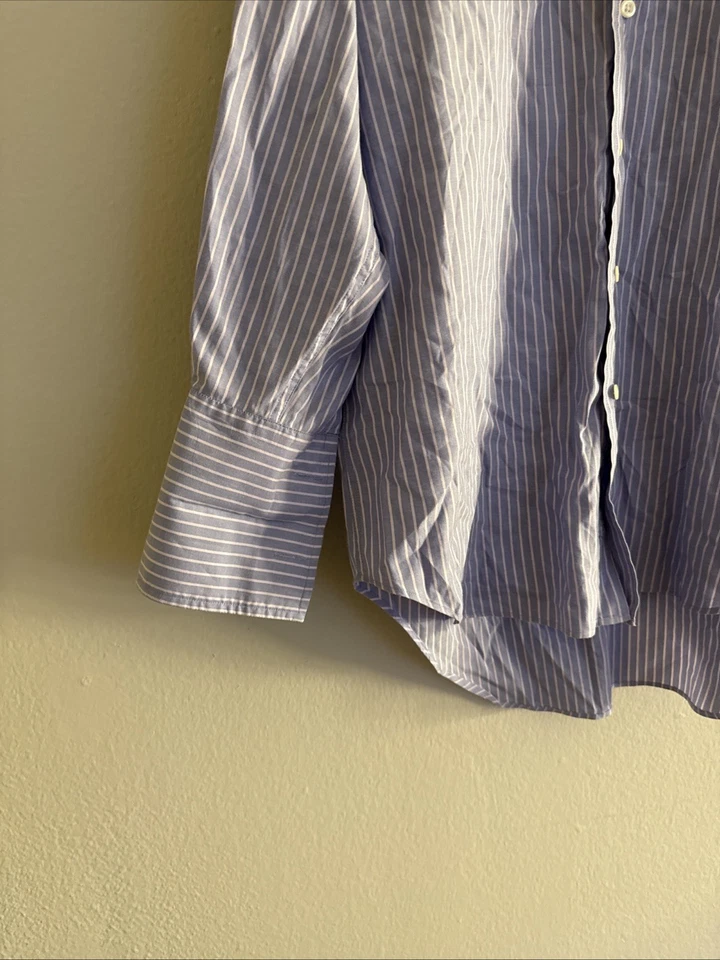 T M Lewin Blue Dress Shirt 16 Collar Regular Fit 33 Sleeve French Cuff Luxury - Image 2 of 4