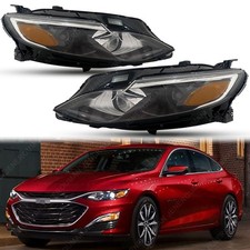 Pair Headlights LH+RH For 2019-2025 Chevrolet Malibu Halogen Headlamps W/ Bulbs