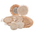 7pcs Handmade Boho Grass Woven Wall Decor Baskets Rustic Farmhouse Bedroom Art