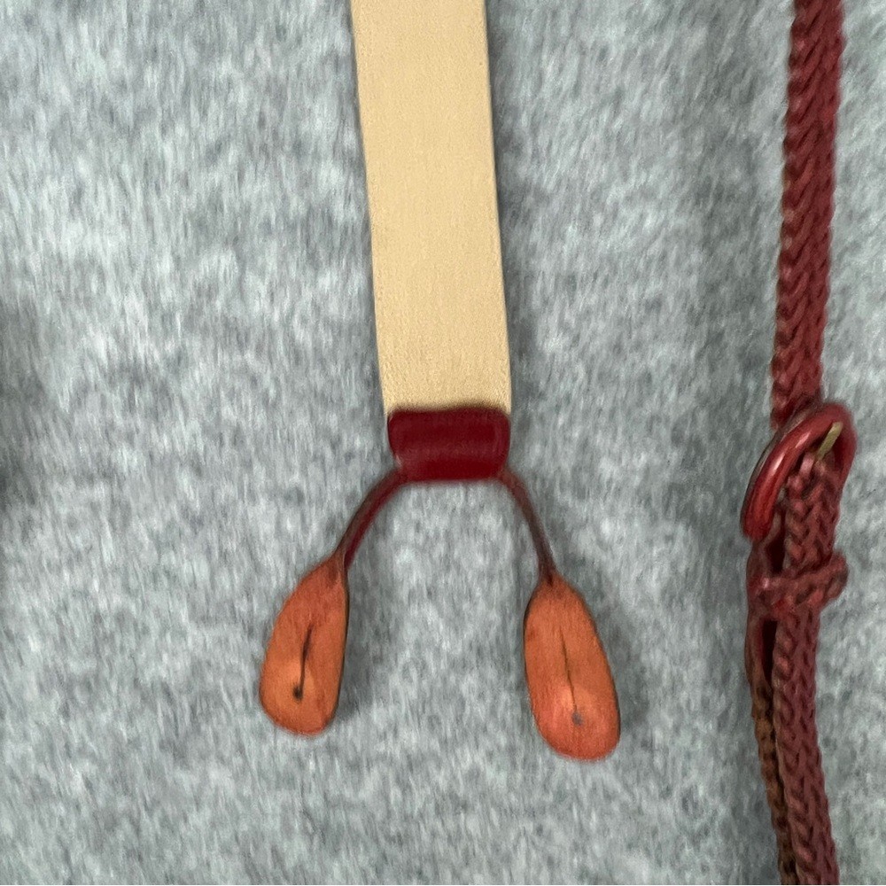 Vintage Braided Leather Suspenders in Red + Tan | Italian Full-Grain Vibe