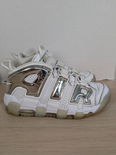 Nike Air More Uptempo Basketball Shoes Women's Size 8.5 Silver/Chrome White - Picture 6 of 22