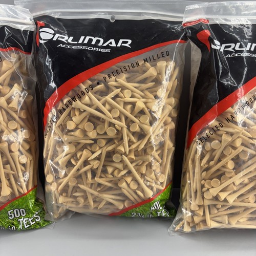 Orlimar Golf Tees Wooden Golf Tees 2 3/4" - Hardwood Tees 1500 Count 500 Each - Picture 2 of 4