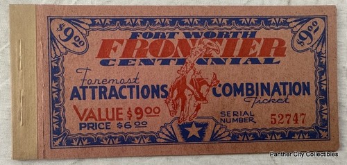1936 Fort Worth Frontier Centennial World Fair Ticket Sally Rand Burlesque Pinup