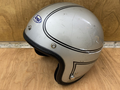 Vintage 1980s ARAI CHALLENGER R Silver Open Face Motorcycle Helmet