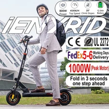 ‌1000W Peak Electric Scooter 28MPH 12.5Ah 25Mi Range Foldable eScooter With Seat