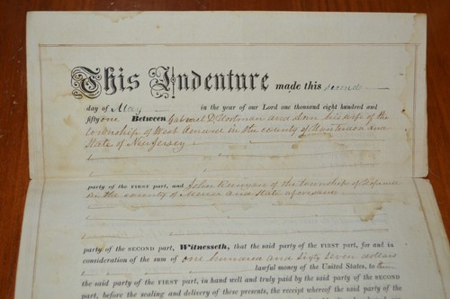1851 Deed Land East Amwell Township Hunterdon County NJ to John Runyan Hopewell - Picture 2 of 9
