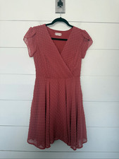 Altar’d State Women’s Medium Coral Faux Wrap Mini Dress