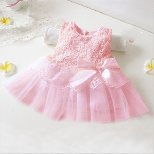Flower Girls Bridesmaid Dress Baby Kids Party Lace Bow Wedding Dresses Princess - Picture 19 of 21