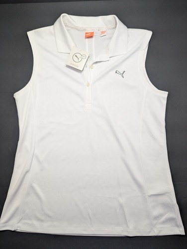 Puma DryCell Sleeveless athletic Polo White New With Tags XL Golf Tennis $45 - Picture 1 of 9