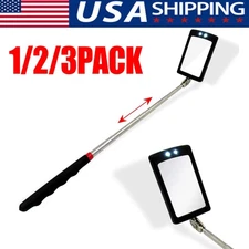 Inspection Mirror LED Lighted Mechanic Telescoping illuminate Swivel Extendable