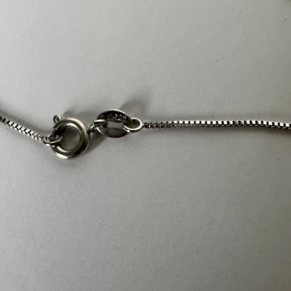 "Collar colgante corazón zafiro rosa plata de ley 925 18"" cadena cubo" Foto 4 de 4