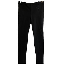 VINCE Black Ponte Knit Slim Mid Rise Flat Front Pockets Dress Pants Sz 8