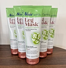 [5 x 8oz] Nair Leg Mask 3-in-1 Hair Remover Exfoliate & Smooth Natural Clay New