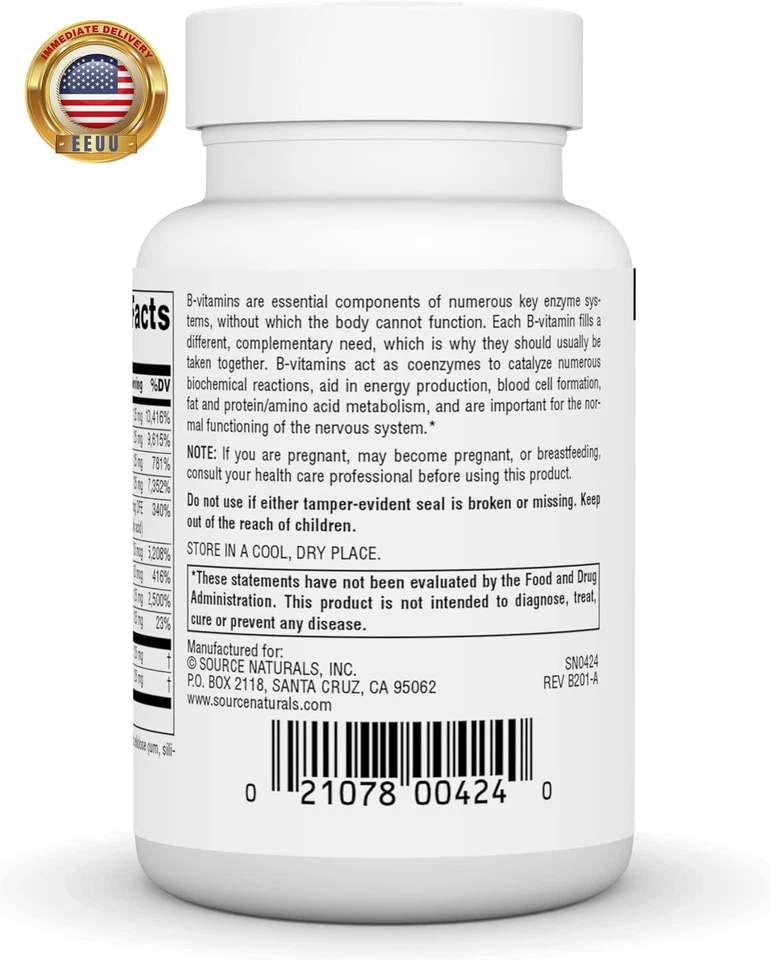 B-125, 125 Mg Vitaminas B para Apoyo a la Producción de Energía - 30 Comprimidos ⭐️⭐️⭐️⭐️⭐️⭐️ Foto 3 de 4