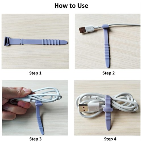 20pcs Straps Reusable Silicone Cable Zip Tie Table Elastic For Wire Management - Afbeelding 8 van 8