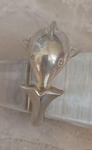 Vintage Sterling Silver 925 Chunky Dolphin Ring Beachcore Fishermancore Size 7 - Picture 3 of 10