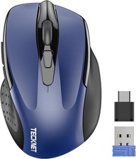 TECKNET Wireless Mouse, USB C to A Adapter, Computer Mouse for Laptop, Blue