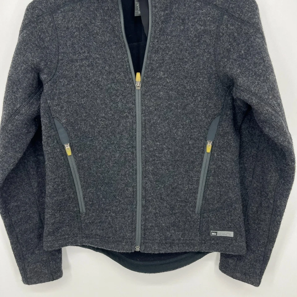 Chaqueta de mezcla de lana REI para mujer talla S gris cremallera completa bolsillos prendas exteriores Foto 3 de 4