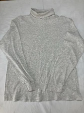 LL Bean Mens XLT Gray Turtle Neck Long Sleeve Shirt Mock Neck Cotton 100%