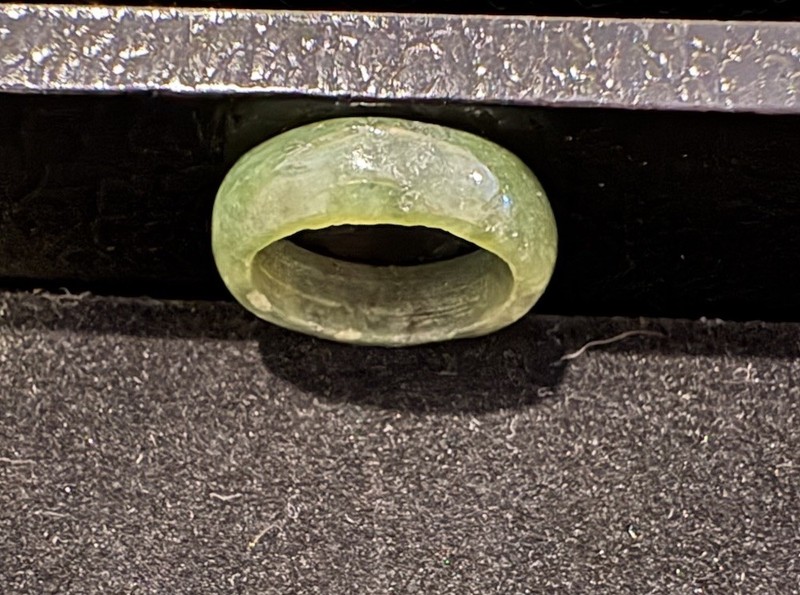 Vintage Chinese Green Jade Pinky Round Circle Ring