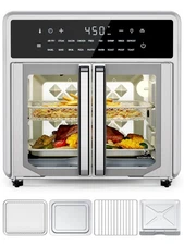Air Fryer Toaster Oven Combo,15.8Qt Small Countertop French Door Oven,18 Pres...