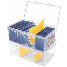 2x Trading Card Storage Box w/ Dividers, 500 Cards, Plastic, Transparent