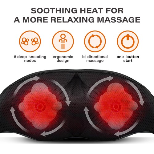 Neck Back Massager, Shiatsu Neck and Shoulder Massager with Heat, 3D Deep Tis... - Picture 2 of 7