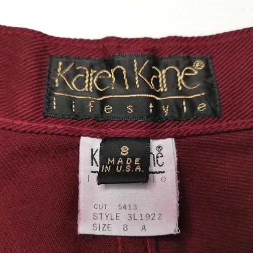 Karen Kane Lifestyle Genuine Vintage USA 1980's High Waisted Maroon Jeans Size 8 - Picture 9 of 10